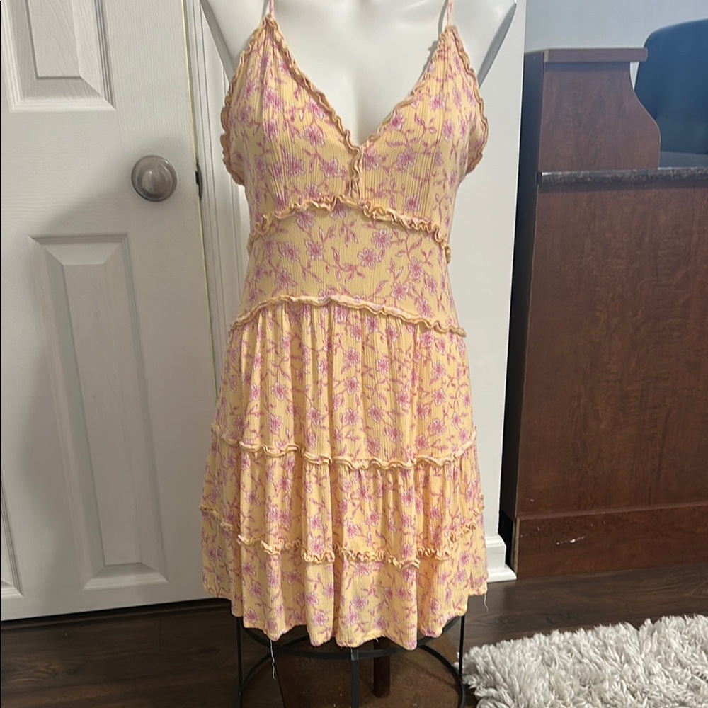 Love Tree Orange and Pink Tiered Mini Sundress